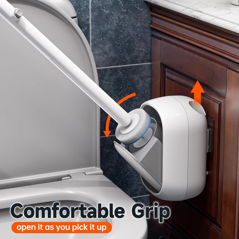 CTIME Disposable Toilet Brush Family Set Includes 60 Brush Heads, a Stylish Brush Handle, an Automatically Opening Replacement Brush Head Storage Box. Suitable for Bathrooms, Toilets and RVs - Image 4